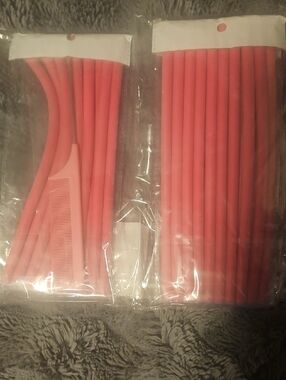 Flexible Pink Hair Curl Rods - Set of Soft Styling Rods